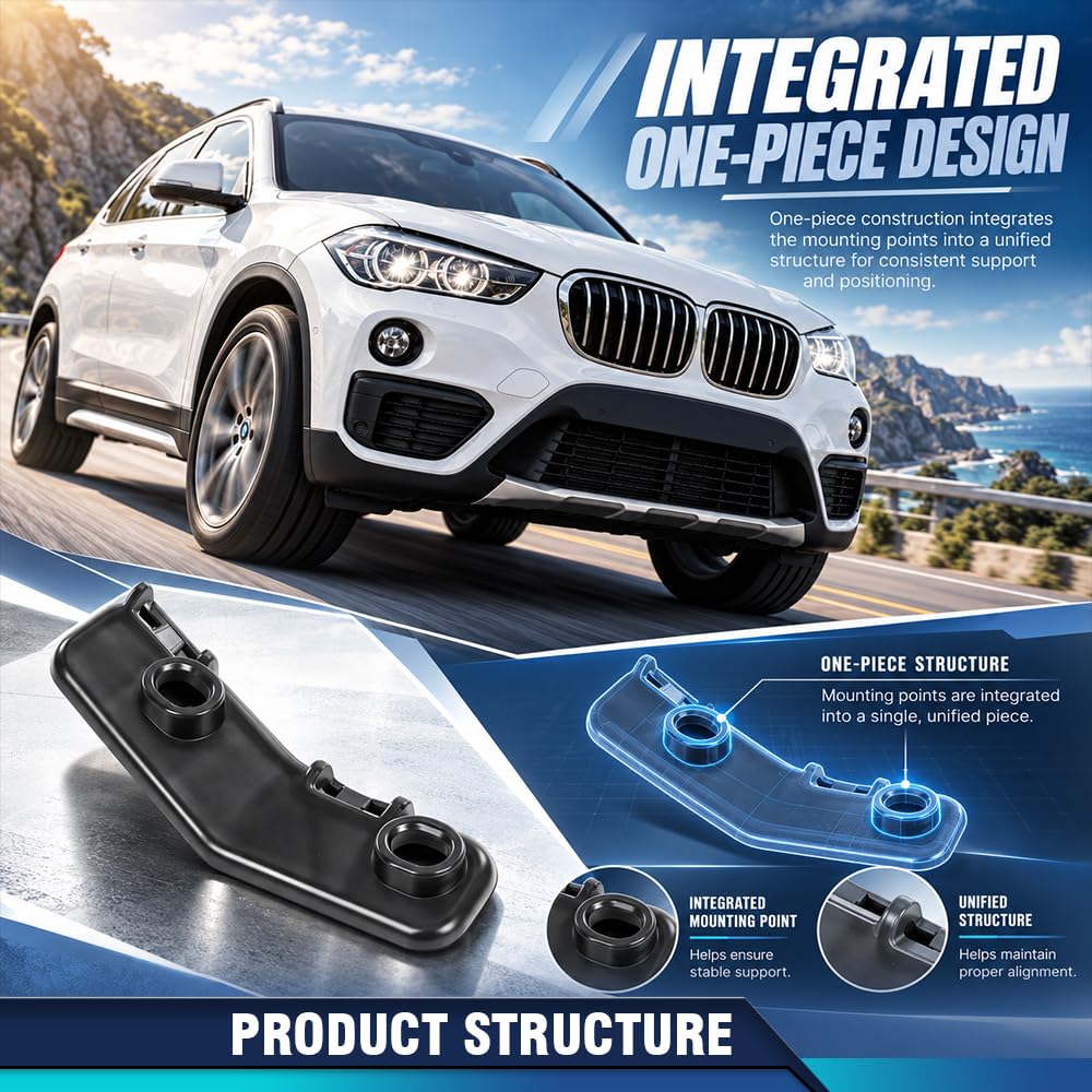 PIT66 Front Bumper Bracket Retainer Black Pair Fit BMW X1 2016-2022