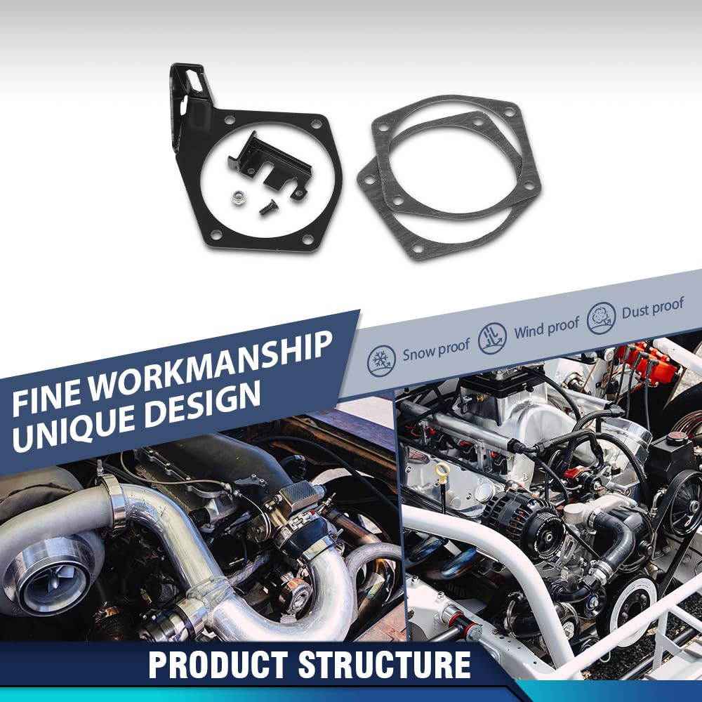 PIT66 Throttle Body Cable Bracket 6 Pcs Fit 92MM 102MM LSX LS LS1 LS3 LS6 LS7 4‑Bolts Drive‑By‑Cable Throttle Body & 92MM/3.6IN or 102MM/4IN Throttle Bodies, Not Fit The Larger 105mm Intakes Black