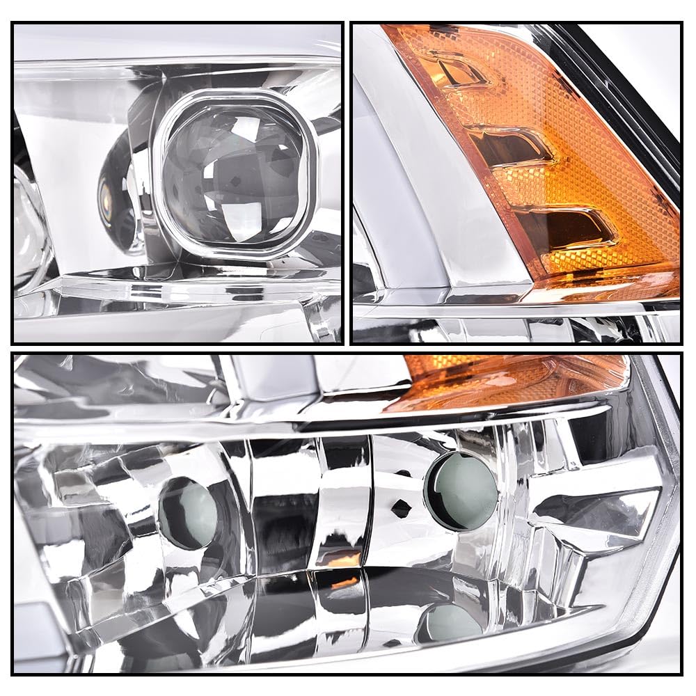 PIT66 Convex LED Projector Headlights Assembly Fit 2009-2012 Dodge Ram