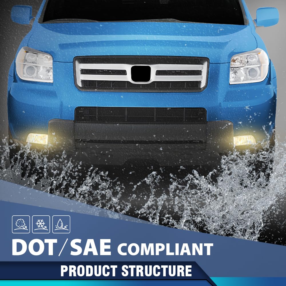 PIT66 Front Bumper Fog Lights Pair Compatible with Honda Pilot 2006 2007 2008 33951S9VA11 Left & Right Side Fog Lamps Clear Lens