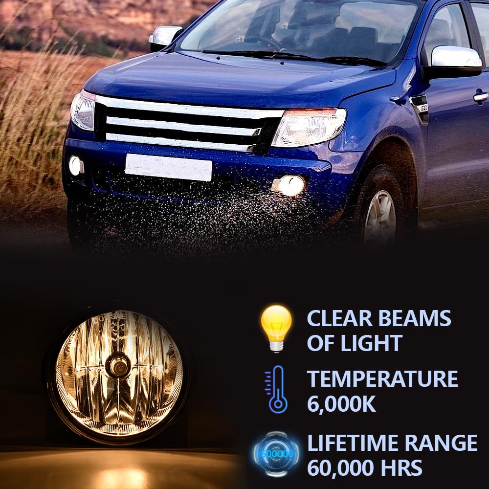PIT66 2Pcs Driving Fog Lights Compatible with Ford Expedition 2007-2014 /Ranger 2008-2011 Driver and Passenger Side FO2593221,AL1Z15200A Clear Lens