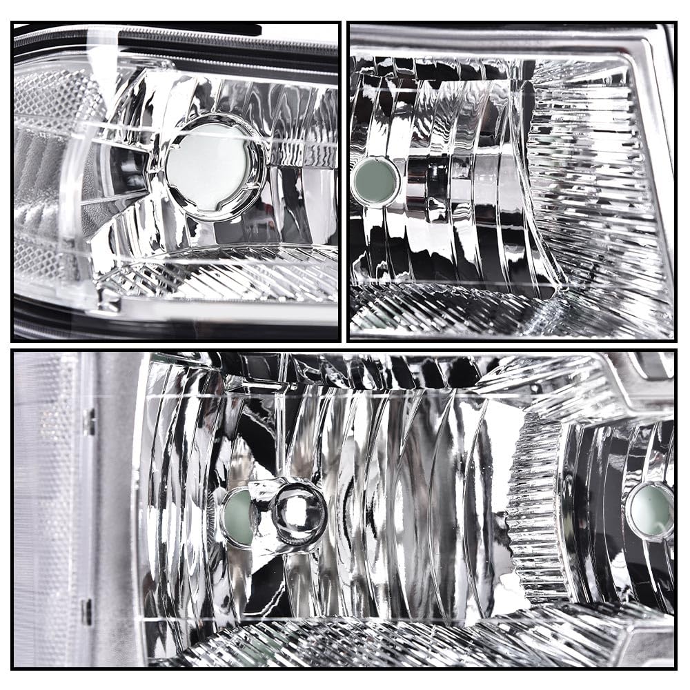 PIT66 Headlight Assembly Compatible with Chevy Colorado GMC Canyon 2004-2012 Fit 2006 Isuzu i-280 i-350/2007-2008 Isuzu i-290 i-370 Clear Lens Chrome Housing Clear Reflector Headlamps Accessories