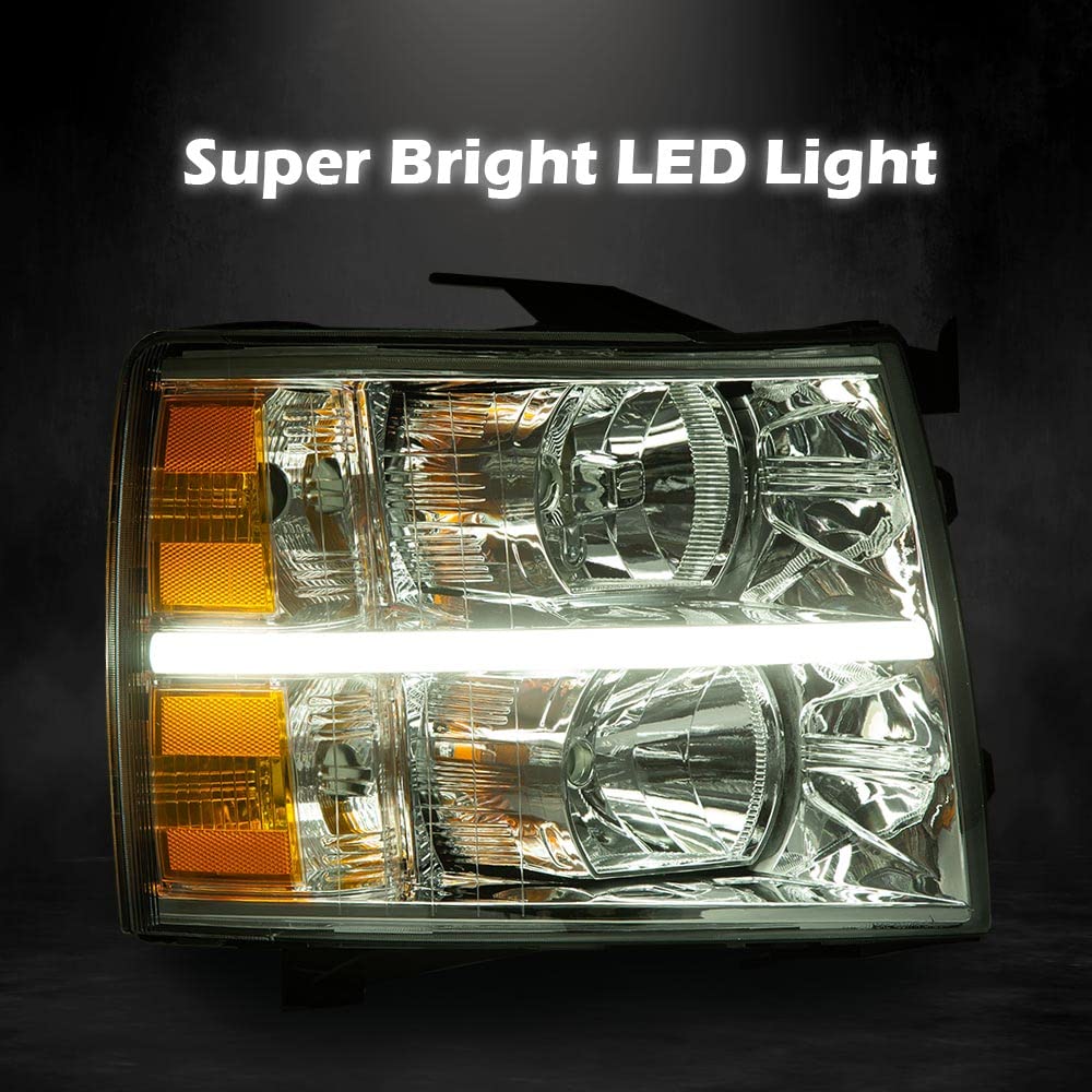 PIT66 LED Bar Headlights Fit 2007-2013 Chevy Silverado 1500/2500/3500 HD