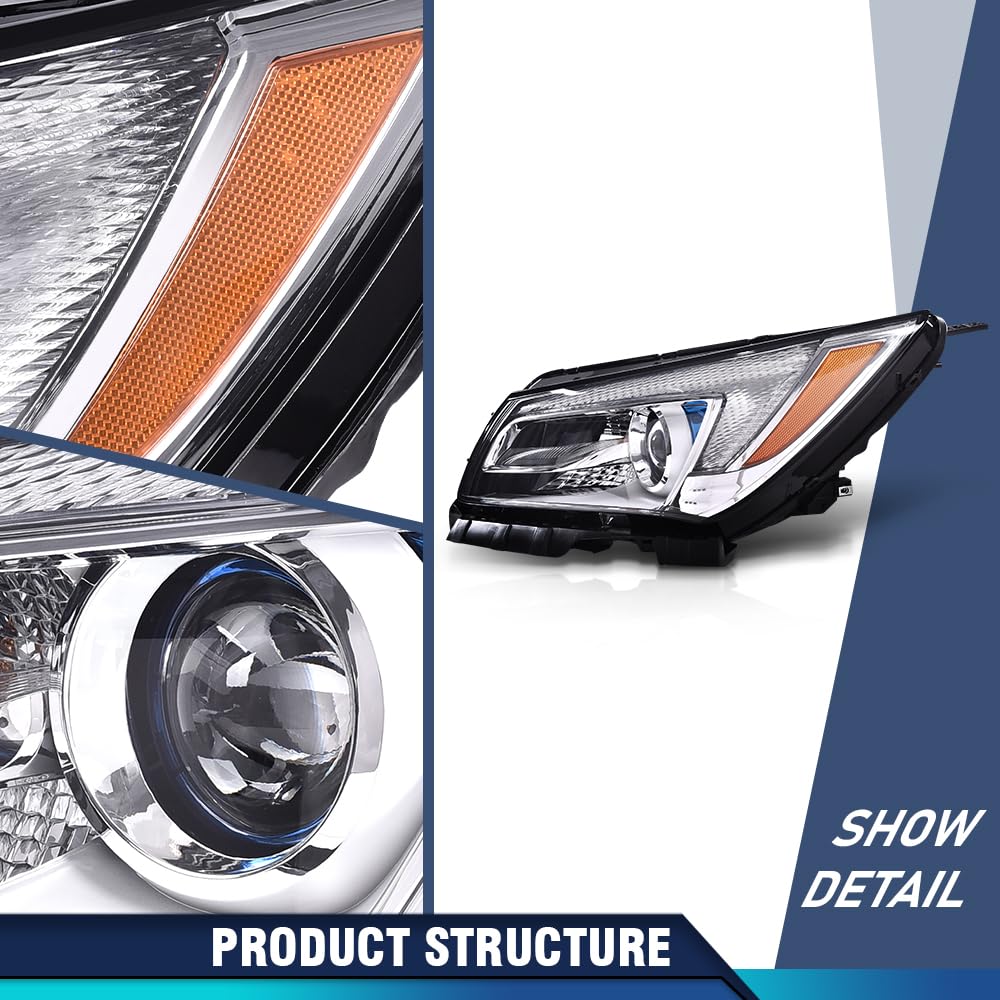 PIT66 Halogen LED Projector Headlight Assembly Lamp Compatible with Buick LaCrosse 2014 2015 2016 (Not Compatible with w/Factory HID Headlights) Headlamp Replacement 26672547, 26200187 Driver Side