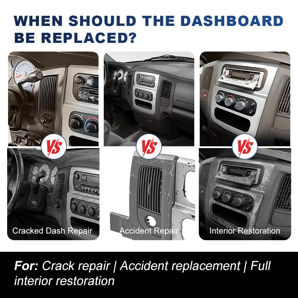 PIT66 Dash Climate Radio Trim Bezel Fit Dodge Ram 2002-2005 Silver Beige