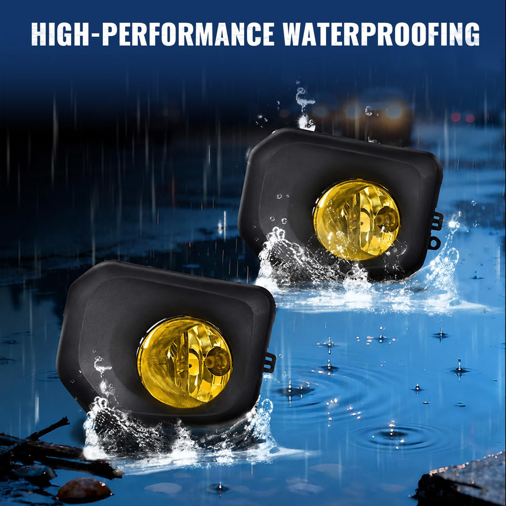 PIT66 Yellow Lens Driving Fog Lights Bumper Lamp Bezel Kit Compatible with Toyota Tacoma 2016-2021, 812200W040, TO2592124, 812100W050, TO2593124