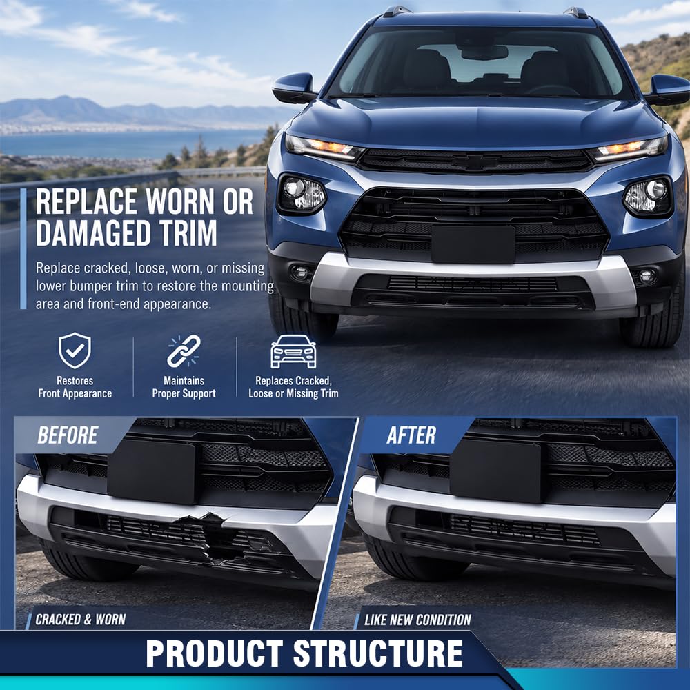PIT66 Front Bumper Protector PP Black Fit Chevy Blazer 2021-2023