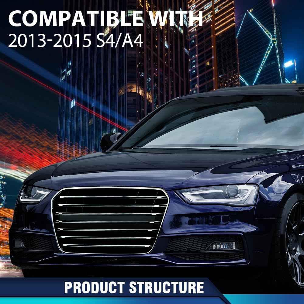 PIT66 Front Bumper Fog Light Lamp Cover Grille Driver and Passenger Side Compatible with Audi A4 S-line S4 2013-2015 8K0807681L 8K0807682M