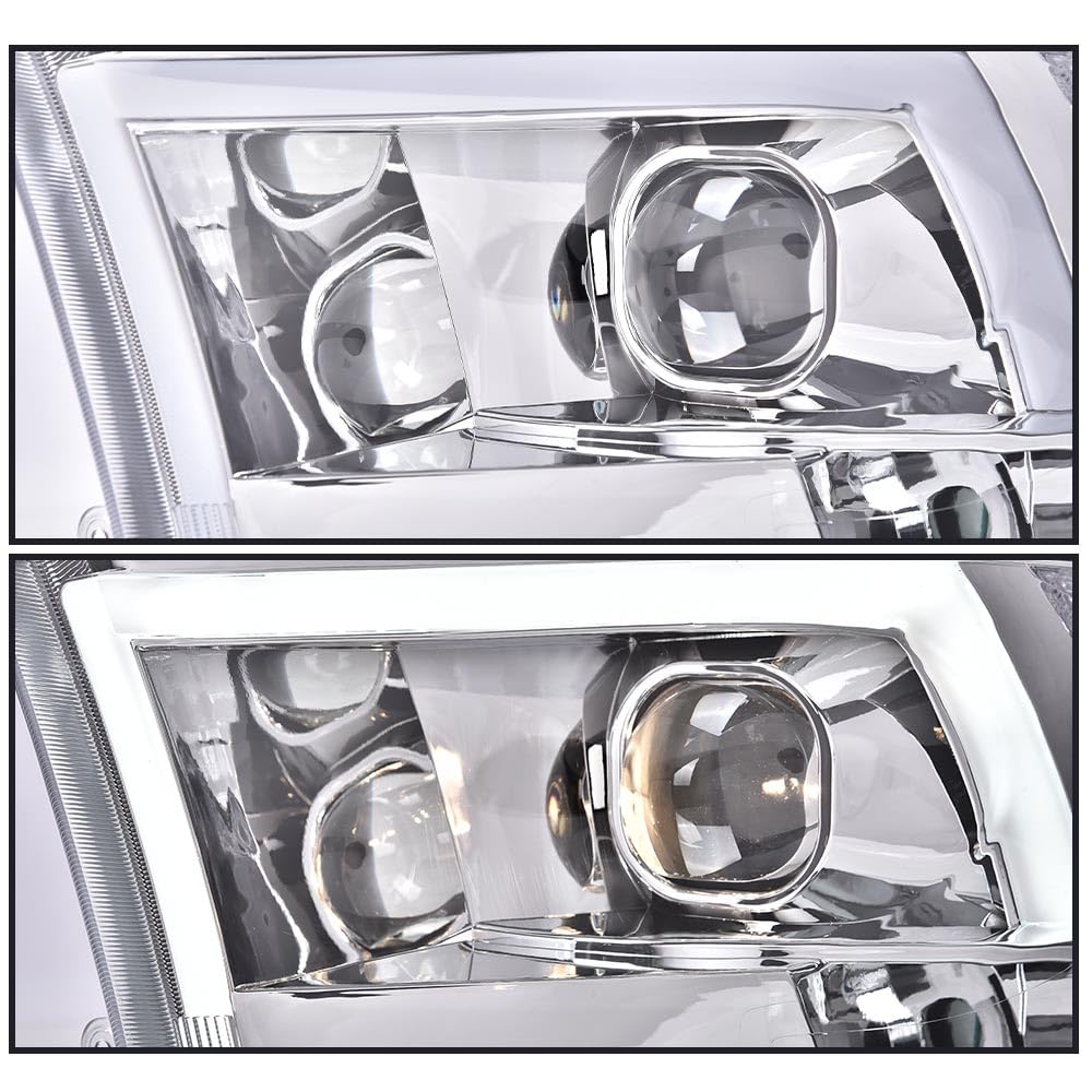 PIT66 Convex LED Projector Headlights Assembly Fit 2009-2012 Dodge Ram