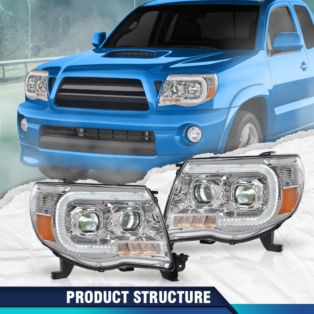 PIT66 Dual Convex LED Projector Headlights Fit 2005-2011 Toyota Tacoma