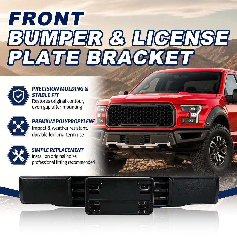 PIT66 Front Bumper & License Plate Bracket, Compatible with 15-17 Ford F150
