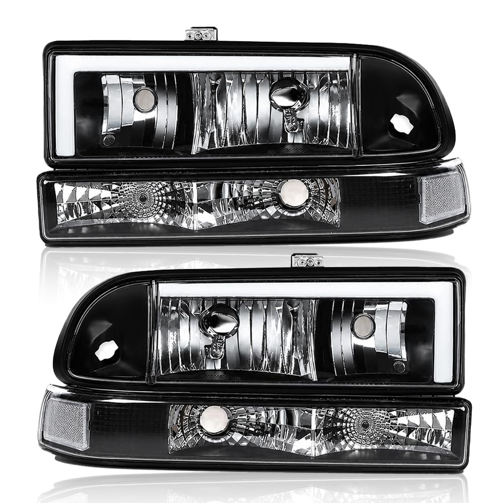 PIT66 Front LED Headlights Assembly Fit 98-04 Chevy S10, 98-05 Chevy Blazer