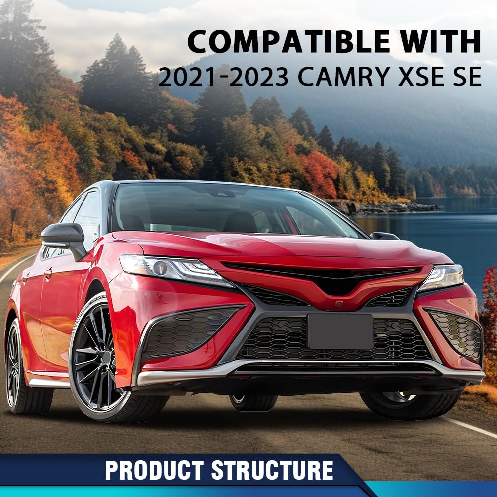 PIT66 Front Bumper Side Lower Molding Trim Set Driver and Passenger Side Compatible with Toyota Camry XSE SE 2021-2023 5312406260 5312306190 TO1046115 TO1047115 Silver