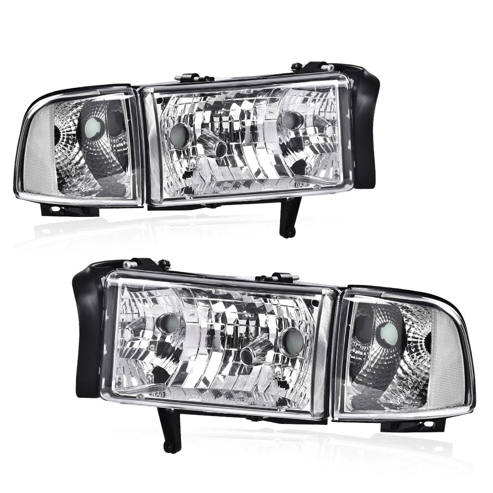 PIT66 Halogen Headlights Assembly Pair Fit 1994-2001 Ram 1500