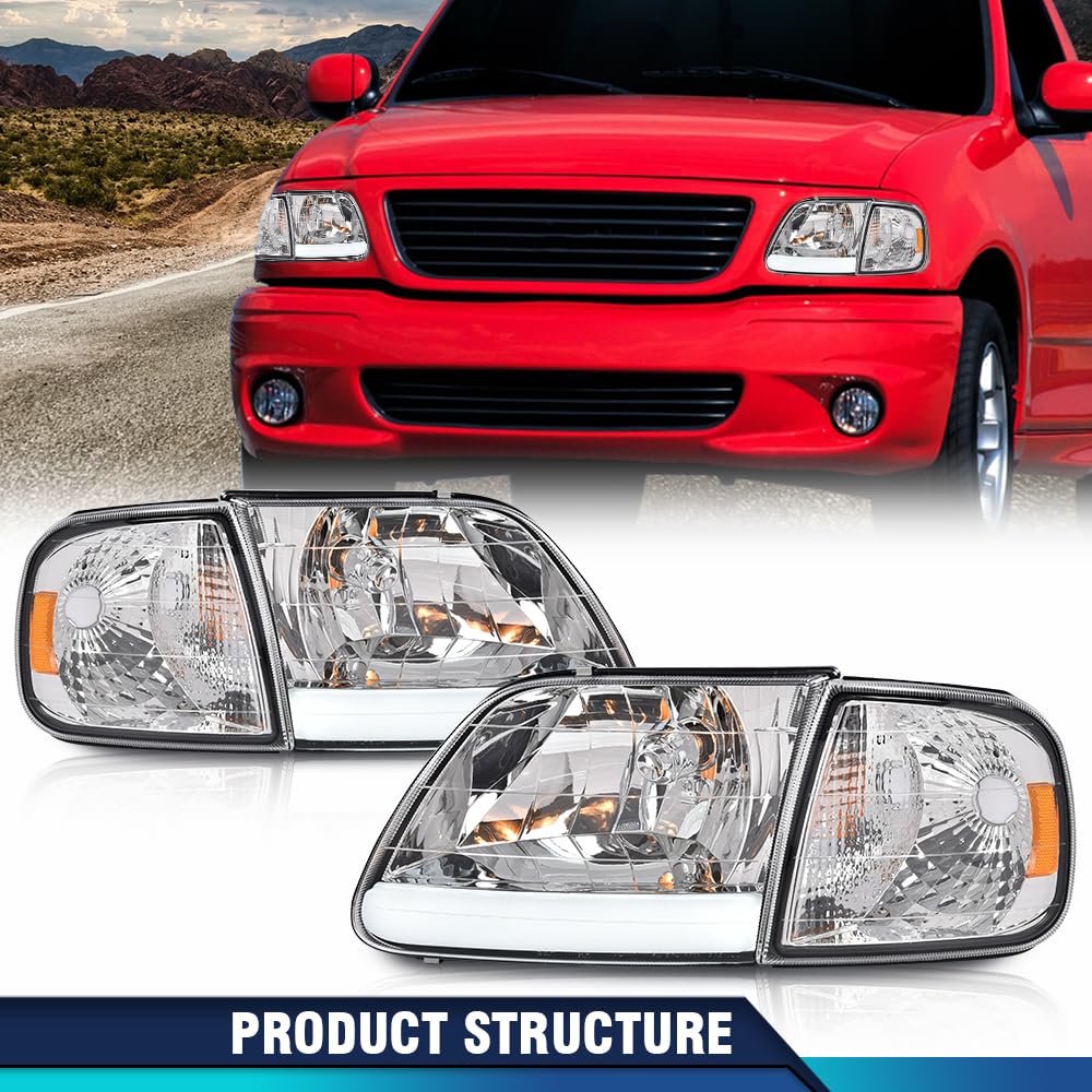 PIT66 LED Headlights Assembly Fit 1998-2003 Ford F150