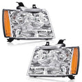 PIT66 Headlight Assembly Compatible with Chevy Tahoe Subarban 2007-2014/ Avalanche 2007-2013 GM2503263, GM2502263, 22853025, 22853026 Clear Lens Clear Housing Amber Reflector