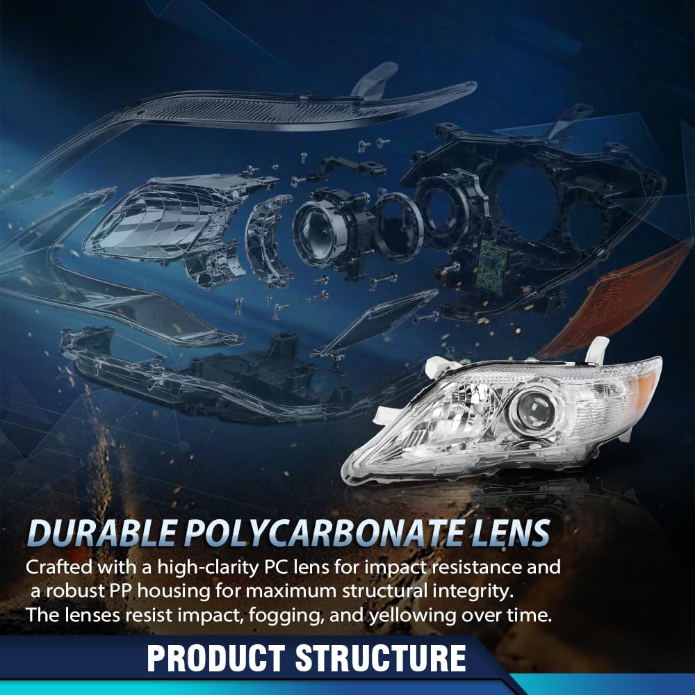 PIT66 Left Headlights Assembly Fit Toyota Camry Sedan 4-Door 2010-2011