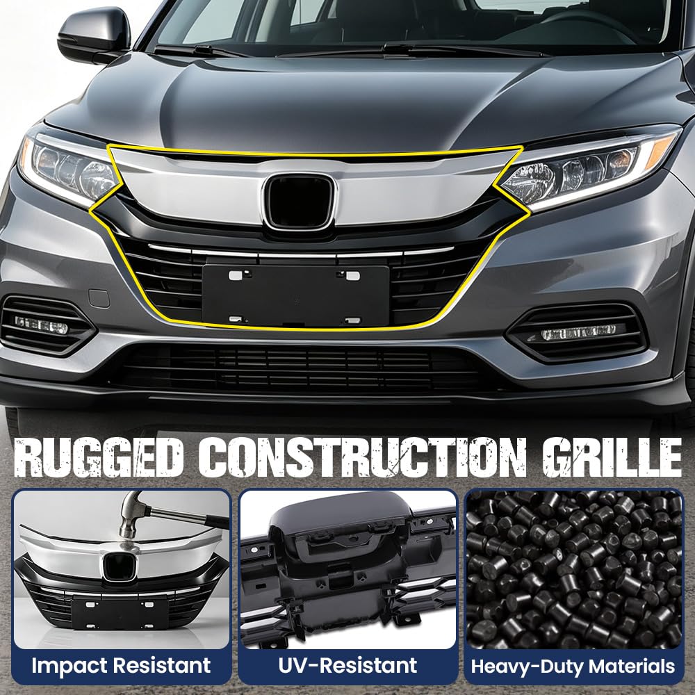 PIT66 Front Upper Grille with Emblem Hood Fit 2019-2020 Honda HR-V