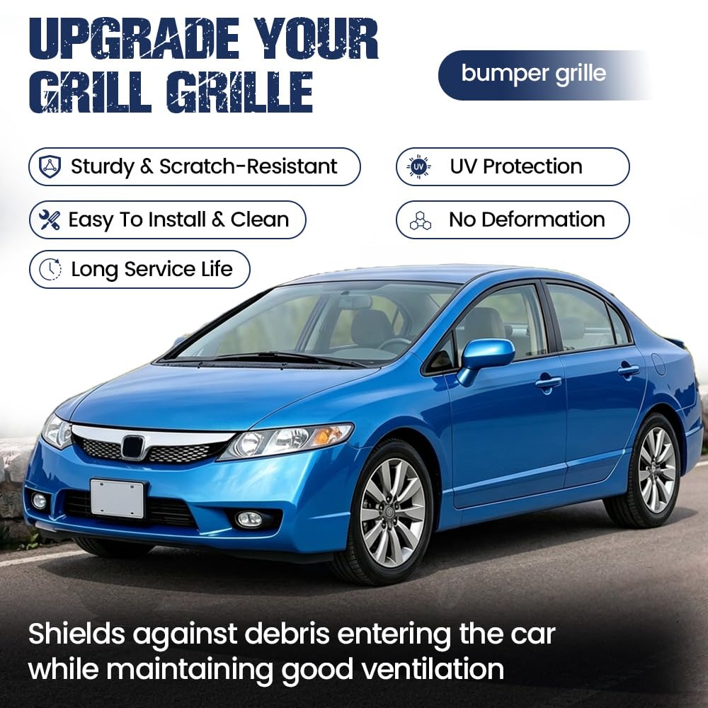 PIT66 Front Bumper Upper Grill Grilles Fit Honda Civic Sedan 2009-2011