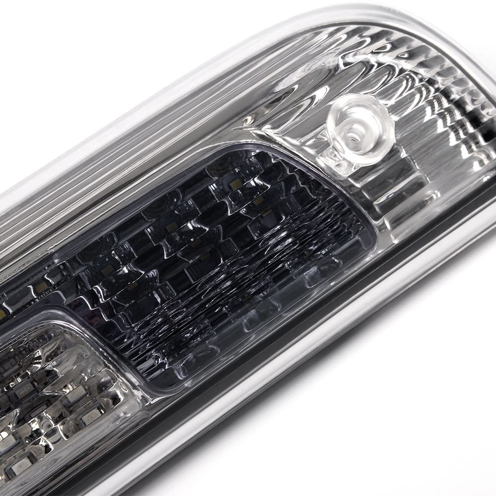 PIT66 LED 3rd Brake Light, Compatible with 14-18 Chevy Silverado 1500 2500HD 3500 3500HD/14-18 GMC Sierra 1500 2500HD Third Brake Stop Lamp Light Clear&Smoke Lens Chrome Housing