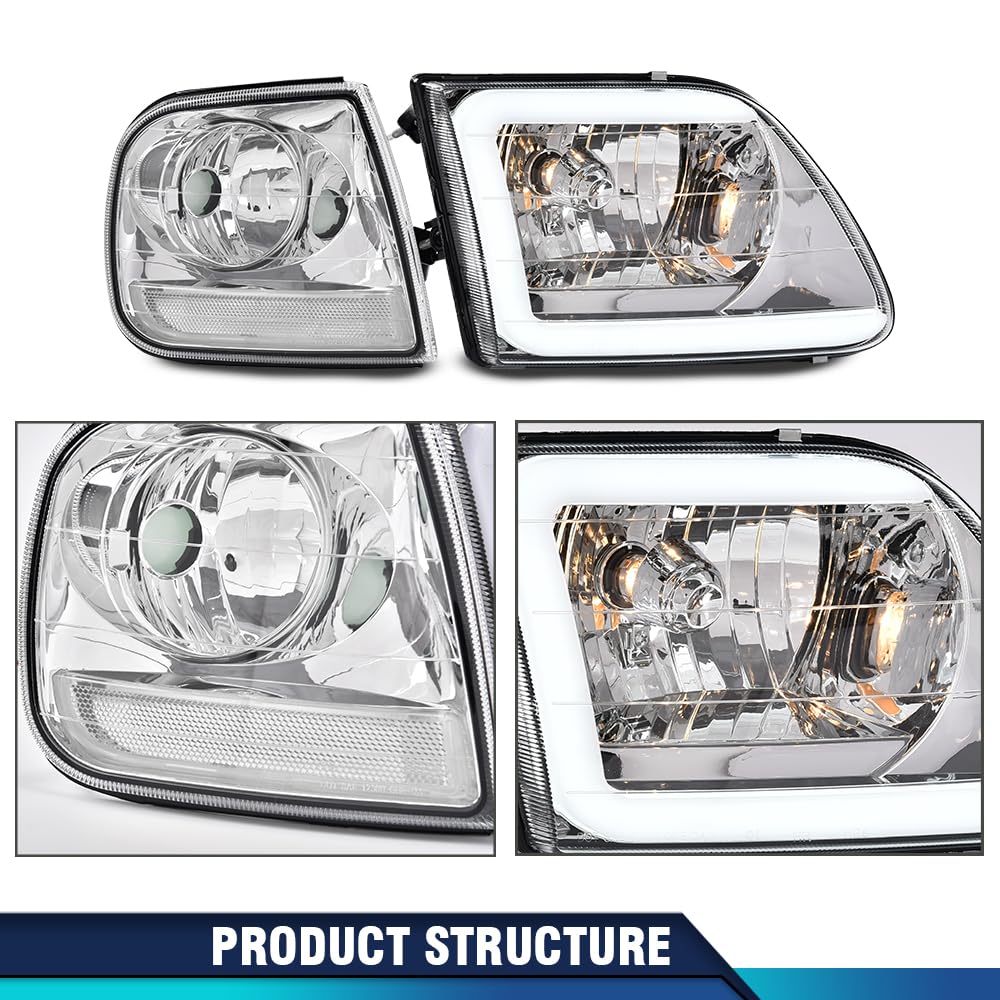 PIT66 LED DRL Headlight Assemblies Fit 1998-2003 Ford F150