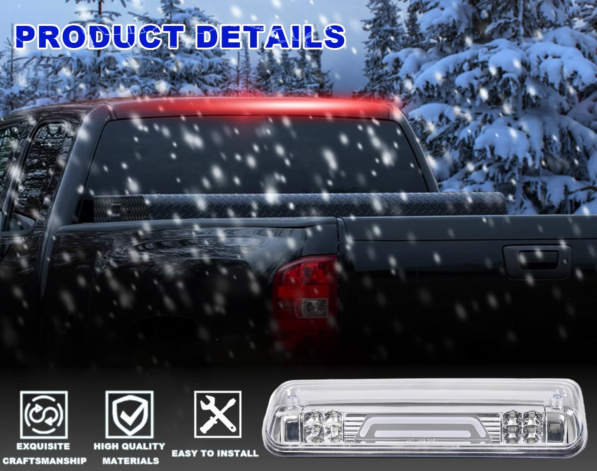 PIT66 LED 3rd Brake Light, Compatible with 07-10 Ford Explorer Sport Trac/04-08 Ford F150 Lobo/06-08 Lincoln Mark LT Third Brake Stop Lamp Light Clear Lens Chrome Housing